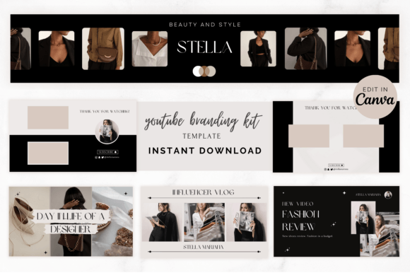 Crafting a Signature Look: The Luxury Black YouTube Branding Kit for Canva