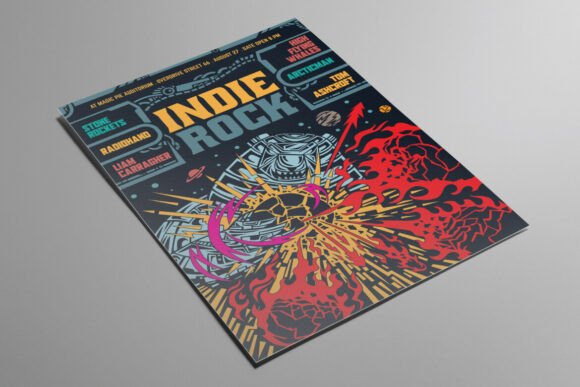 Space Bear Illustrated Indie Rock Flyer: A Designer's Take